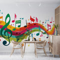 Rainbow Musical Notes Mural Wallpaper — Artistic Melody Design Mural Wallpaper - pure wallpaper artwork