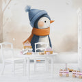 Winter Penguin Woodland Mural Wallpaper — Whimsical Snowy Scene Mural Wallpaper - pure wallpaper artwork