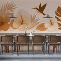 Terracotta Tropical Hummingbird Border Mural Wallpaper — Warm Floral Mural Wallpaper - pure wallpaper artwork