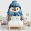 Baby Penguin Mural Wallpaper — Whimsical Winter Illustration Mural Wallpaper - pure wallpaper artwork