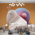 Fluffy Snail Mural Wallpaper — Whimsical Gradient Creature Mural Wallpaper - pure wallpaper artwork