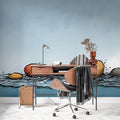 Coastal Pebble Sketch Mural Wallpaper — Hand-Drawn Beach Art Mural Wallpaper - pure wallpaper artwork