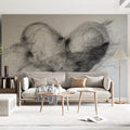 Scribbled Heart Sketch Mural Wallpaper — Minimalist Line Art Mural Wallpaper - pure wallpaper artwork