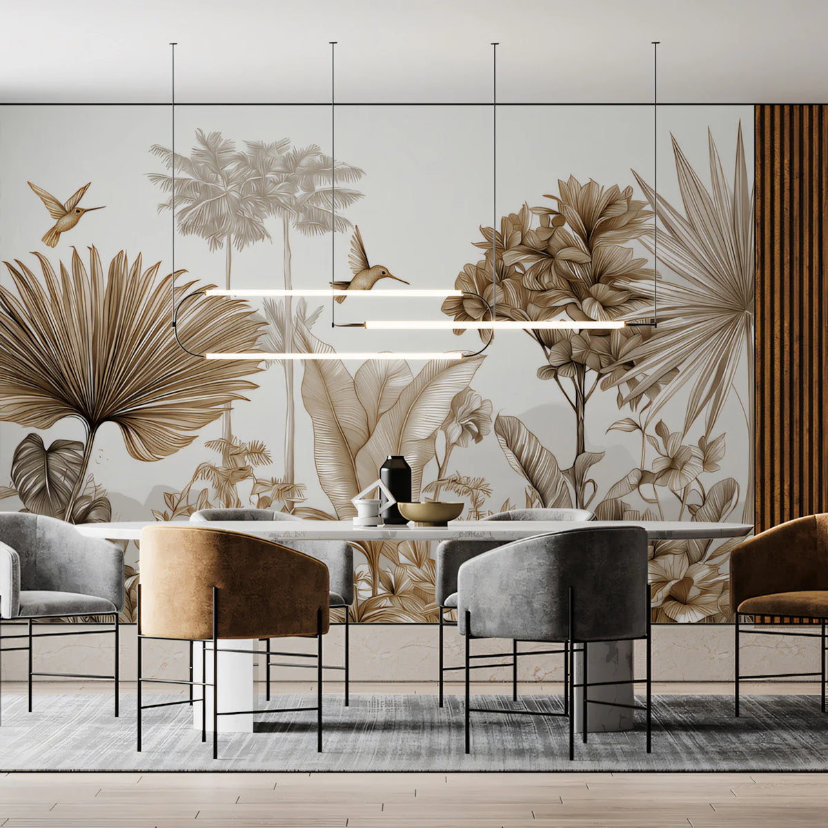 Sepia Tropical Palm Mural Wallpaper — Detailed Botanical Sketch Mural Wallpaper - pure wallpaper artwork