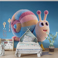 Fluffy Pastel Snail Mural Wallpaper — Whimsical 3D Illustration Mural Wallpaper - pure wallpaper artwork