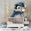 Baby Penguin Watercolor Mural Wallpaper — Soft Earthy Illustration Mural Wallpaper - pure wallpaper artwork