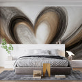 Abstract Heart Sketch Mural Wallpaper — Artistic Gold and Charcoal Mural Wallpaper - pure wallpaper artwork