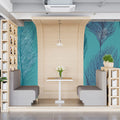 Turquoise Feather Line Art Mural Wallpaper — Ethereal Pattern Mural Wallpaper - pure wallpaper artwork