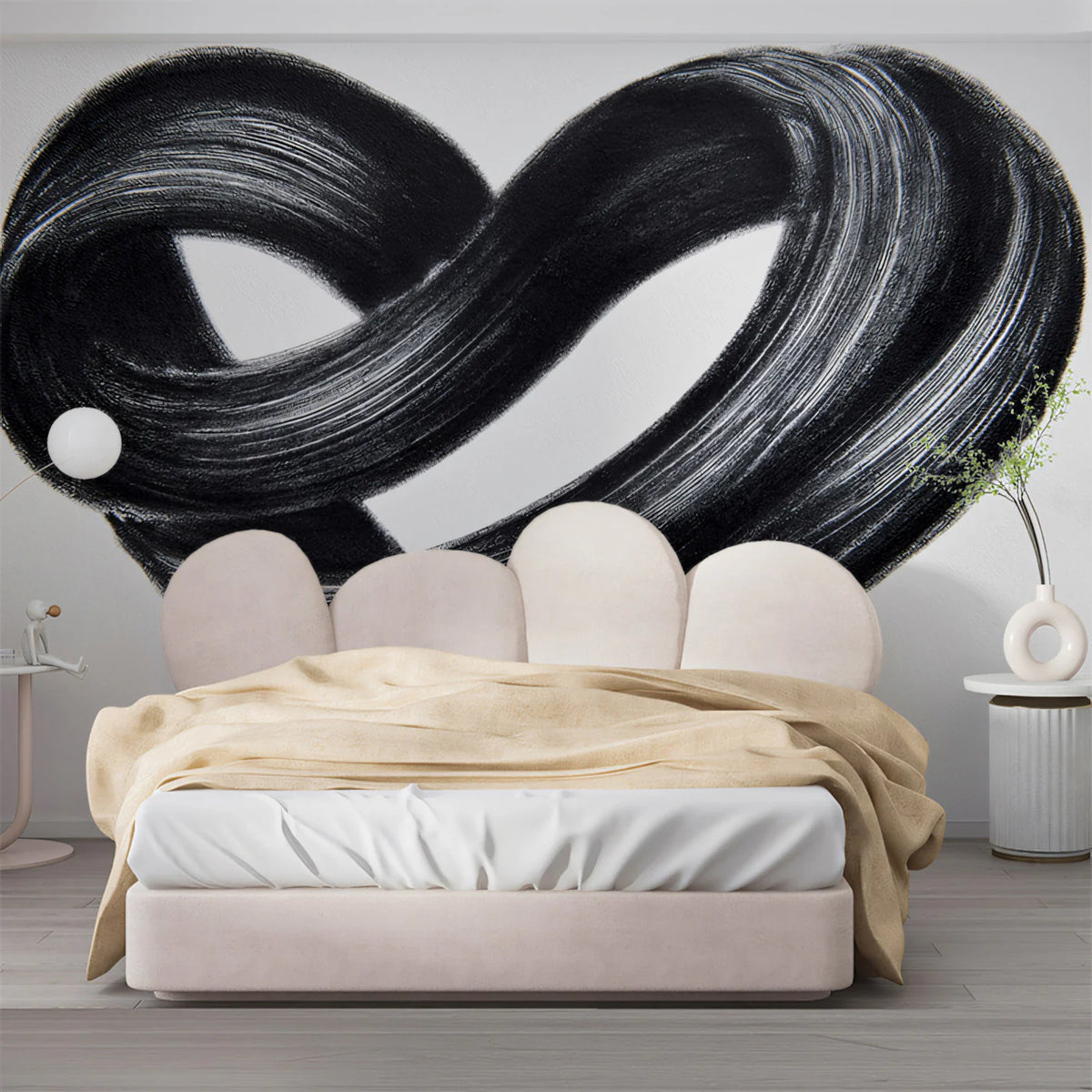Infinity Heart Mural Wallpaper — Minimalist Brushstroke Art Mural Wallpaper - pure wallpaper artwork