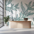 Green Botanical Sketch Mural Wallpaper — Delicate Vine Pattern Mural Wallpaper - pure wallpaper artwork