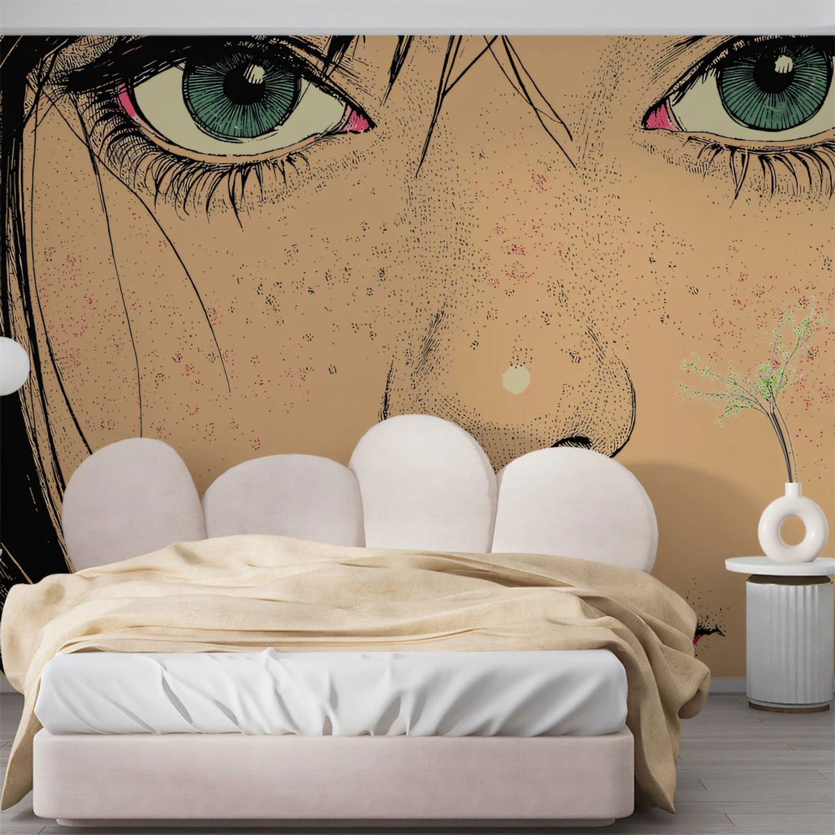 Graphic Comic Portrait Mural Wallpaper — Bold Teal and Magenta Mural Wallpaper - pure wallpaper artwork
