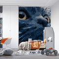 Black Cat Water Splash Mural Wallpaper — Artistic High Contrast Mural Wallpaper - pure wallpaper artwork