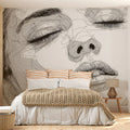 Abstract Contour Portrait Mural Wallpaper — Minimalist Line Art Mural Wallpaper - pure wallpaper artwork