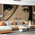 Stippled Portrait Illustration Mural Wallpaper — Artistic Sketch Mural Wallpaper - pure wallpaper artwork