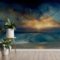 Cosmic Sunset Ocean Mural Wallpaper — Dreamy Seascape Wall Art Mural Wallpaper - pure wallpaper artwork
