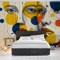 Abstract Face Line Art Mural Wallpaper — Pop Art Influence Mural Wallpaper - pure wallpaper artwork