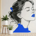 Fashion Sketch Portrait Mural Wallpaper — Minimalist Ink Illustration Mural Wallpaper - pure wallpaper artwork