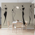 Minimalist Fashion Silhouette Mural Wallpaper — Line Art Design Mural Wallpaper - pure wallpaper artwork