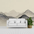 Topographic Mountain Line Art Mural Wallpaper — Minimalist Zen Mural Wallpaper - pure wallpaper artwork