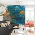 Submerged Dreamer with Goldfish Mural Wallpaper — Artistic Surrealism Mural Wallpaper - pure wallpaper artwork