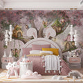 Fairy Tree House Mural Wallpaper — Whimsical Watercolor Illustration Mural Wallpaper - pure wallpaper artwork