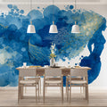 Watercolor Mermaid Silhouette Mural Wallpaper with Gold Accents Mural Wallpaper - pure wallpaper artwork