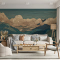 Japanese Woodblock Mountain Mural Wallpaper — Tranquil Lake View Mural Wallpaper - pure wallpaper artwork