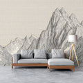 Mountain Peak Line Art Mural Wallpaper — Minimalist Linen Texture Mural Wallpaper - pure wallpaper artwork