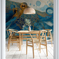 Gilded Marine Octopus Mural Wallpaper — Luxurious Aquatic Art Mural Wallpaper - pure wallpaper artwork
