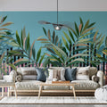 Modern Tropical Stripe Mural Wallpaper —Eclectic Botanical Art Mural Wallpaper - pure wallpaper artwork