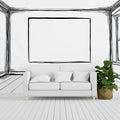 Architectural Sketch Room Mural Wallpaper — Monochrome Line Art Mural Wallpaper - pure wallpaper artwork