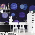 Cosmic Planets Pattern Mural Wallpaper — Whimsical Galaxy Theme Mural Wallpaper - pure wallpaper artwork