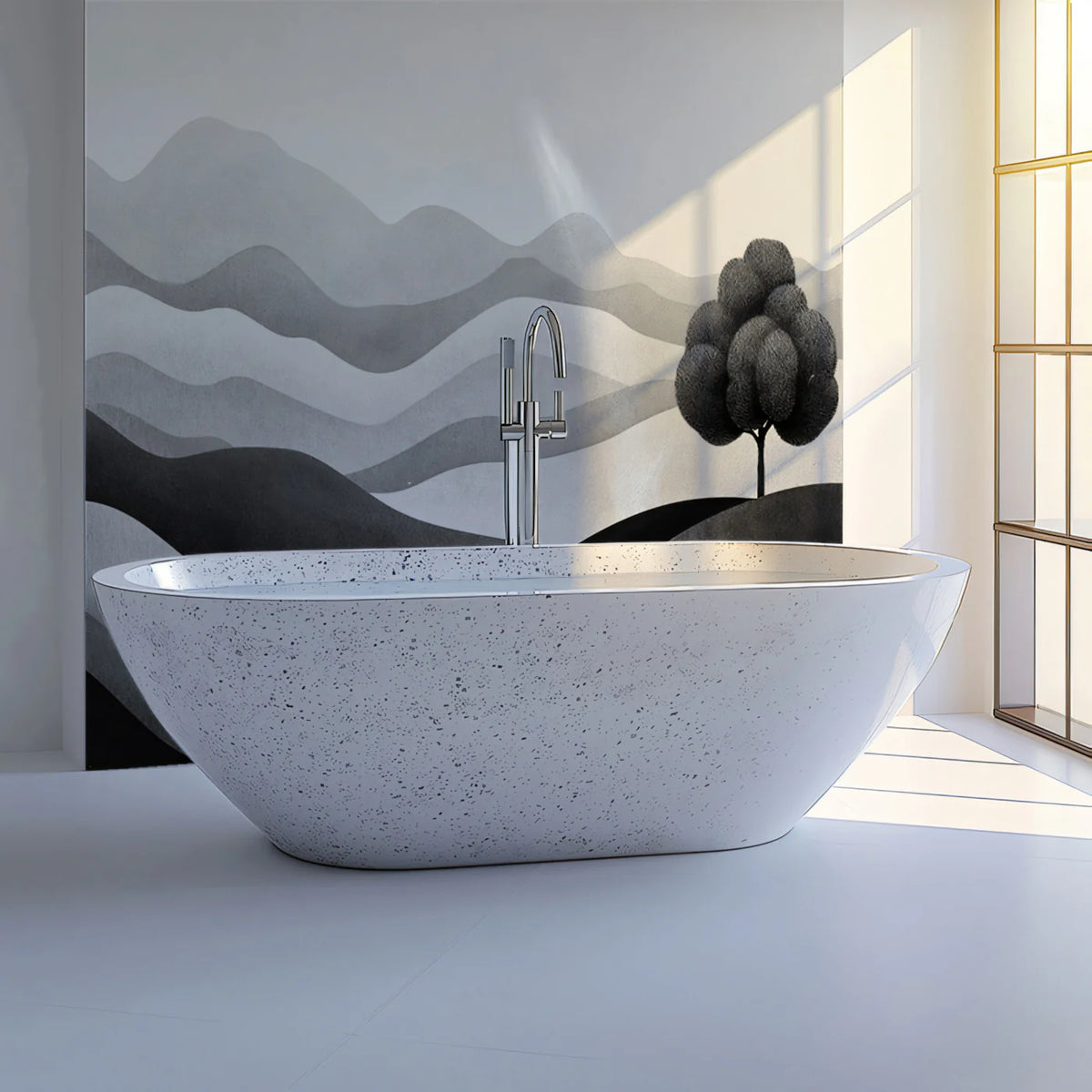 Minimalist Rolling Hills Mural Wallpaper in Monochrome Shades Mural Wallpaper - pure wallpaper artwork