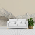 Minimalist Contour Mountain Mural Wallpaper — Organic Line Art Mural Wallpaper - pure wallpaper artwork