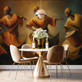 African Drumming Dancers Mural Wallpaper — Impressionistic Oil Art Mural Wallpaper - pure wallpaper artwork