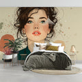 Chic Fashion Illustration Portrait Mural Wallpaper - pure wallpaper artwork