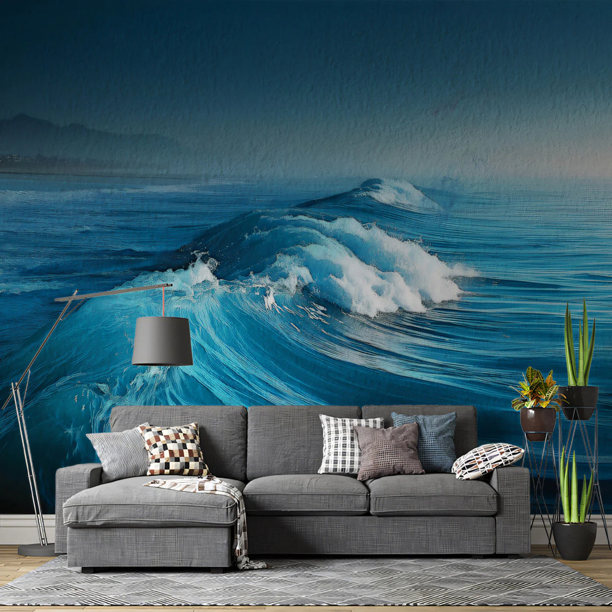 Ocean Wave Oil Painting Mural Wallpaper — Coastal Art Decor Mural Wallpaper - pure wallpaper artwork