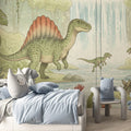 Watercolor Prehistoric Jungle Mural Wallpaper — Soft Earthy Tones Mural Wallpaper - pure wallpaper artwork