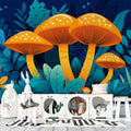 Bioluminescent Mushroom Mural Wallpaper — Whimsical Forest Fantasy Mural Wallpaper - pure wallpaper artwork