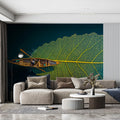 Floating Leaf Boat Aerial Mural Wallpaper — Surreal Nature Art Mural Wallpaper - pure wallpaper artwork