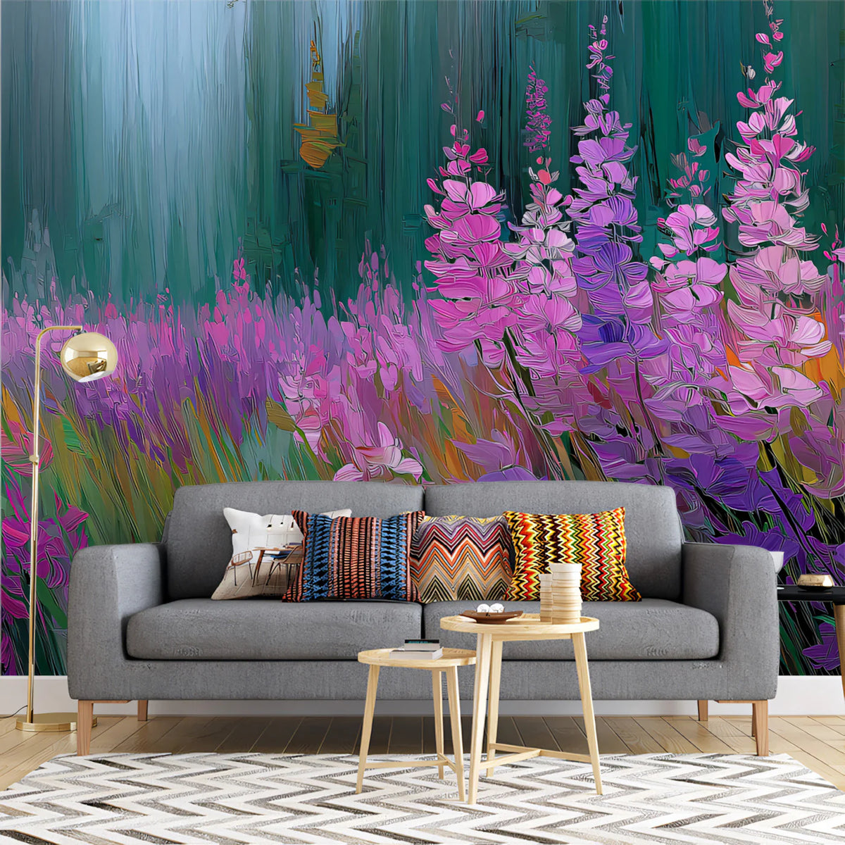 Wildflower Meadow Impressionist Mural Wallpaper - pure wallpaper artwork