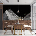 Minimalist Mountain Peaks Mural Wallpaper — Modern Ink Sketch Mural Wallpaper - pure wallpaper artwork