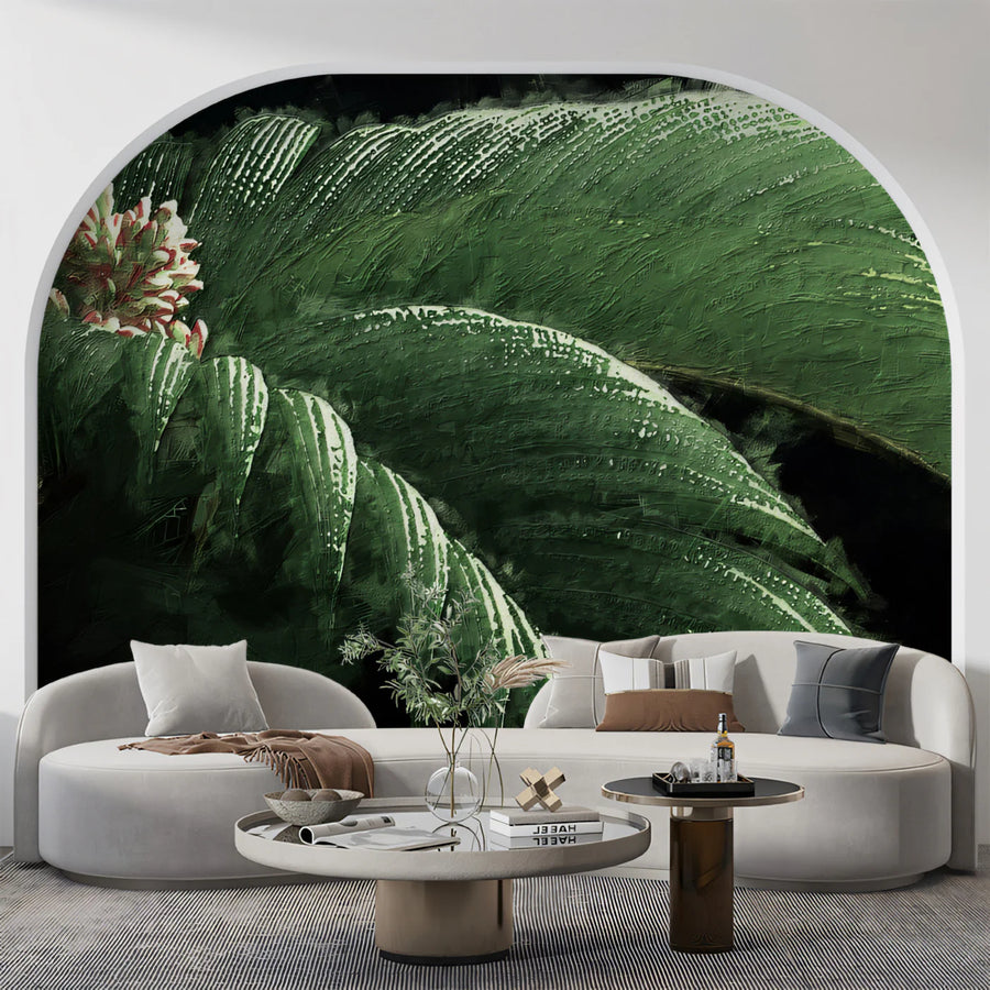 Deep Forest Fern Mural Wallpaper — Impressionistic Oil Painting Mural Wallpaper