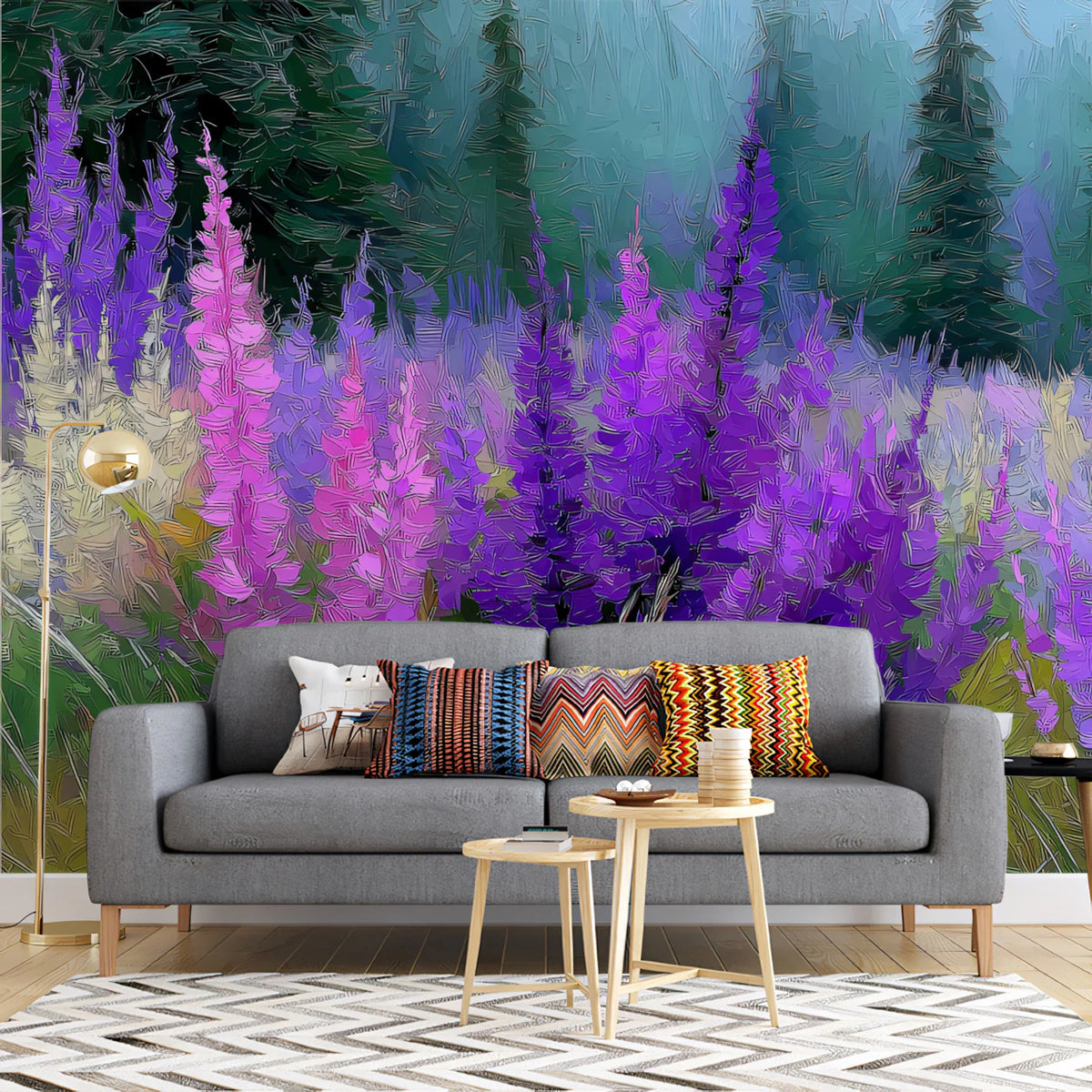 Impressionist Wildflower Meadow Mural Wallpaper — Artistic Floral Mural Wallpaper - pure wallpaper artwork