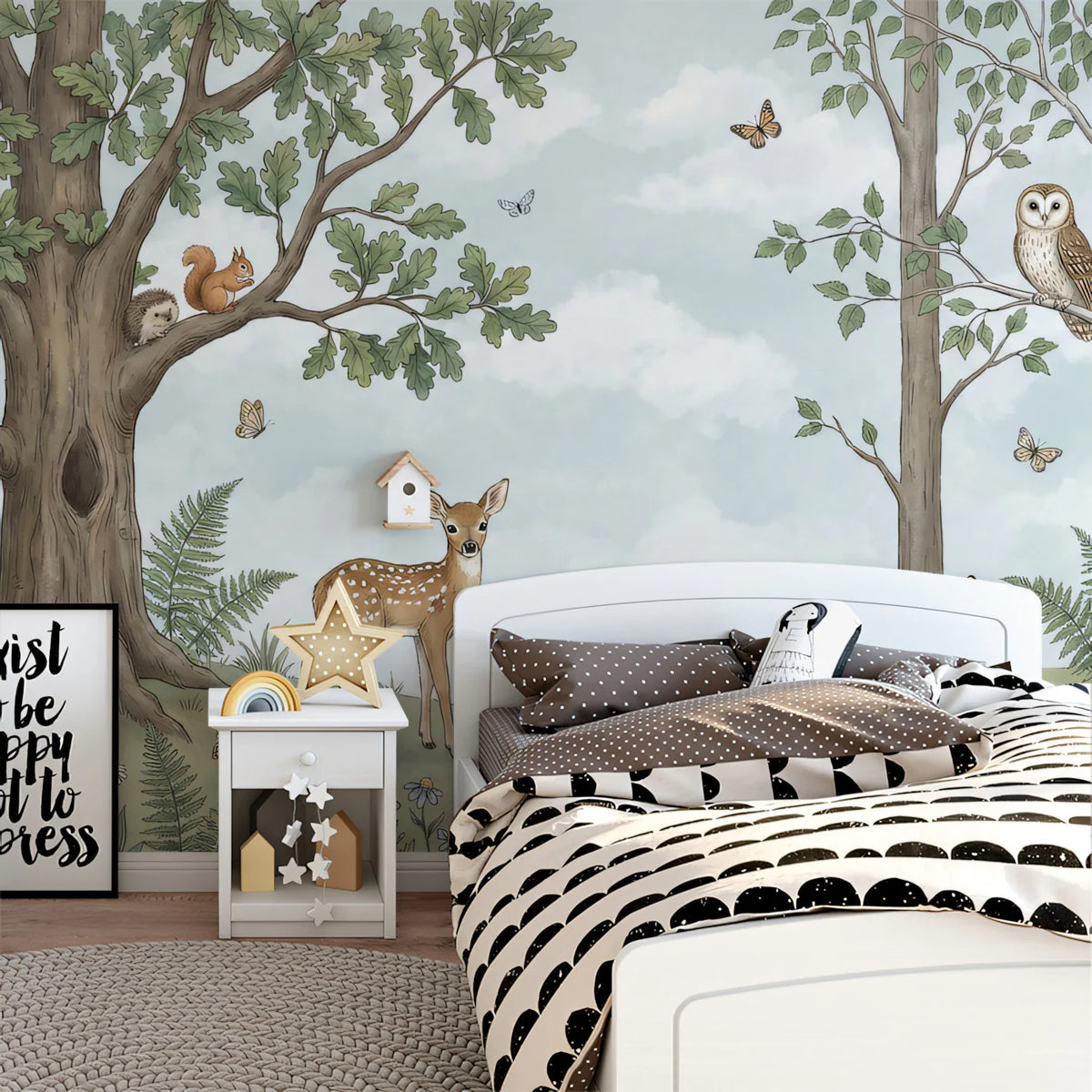 Watercolor Woodland Animals Mural Wallpaper — Artistic Forest Scene Mural Wallpaper - pure wallpaper artwork