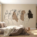 Continuous Line Female Profiles Mural Wallpaper — Minimalist Aesthetic Mural Wallpaper - pure wallpaper artwork