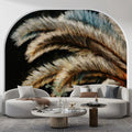 Macro Palm Leaf Mural Wallpaper — Moody Oil Painting Style Mural Wallpaper - pure wallpaper artwork