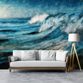 Impressionist Ocean Wave Mural Wallpaper — Artistic Coastal Art Mural Wallpaper - pure wallpaper artwork