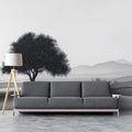 Solitary Tree Landscape Mural Wallpaper — Minimalist Monochrome Mural Wallpaper - pure wallpaper artwork