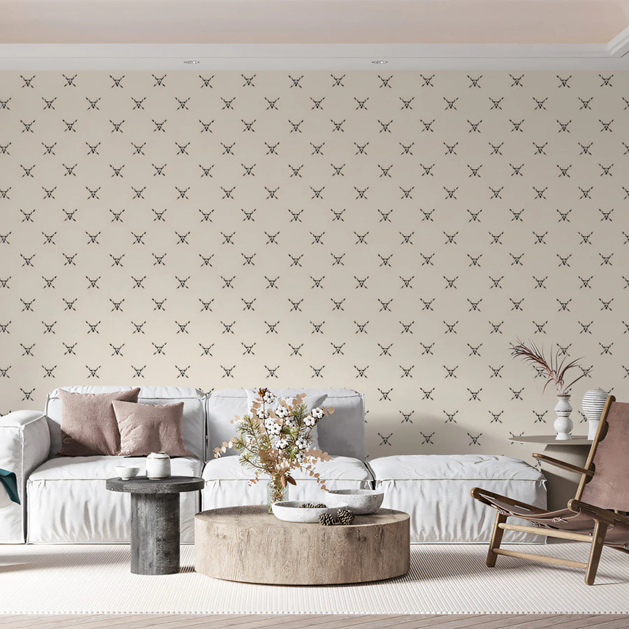 Minimalist Crossed Arrow Mural Wallpaper — Western Desert Motif Mural Wallpaper